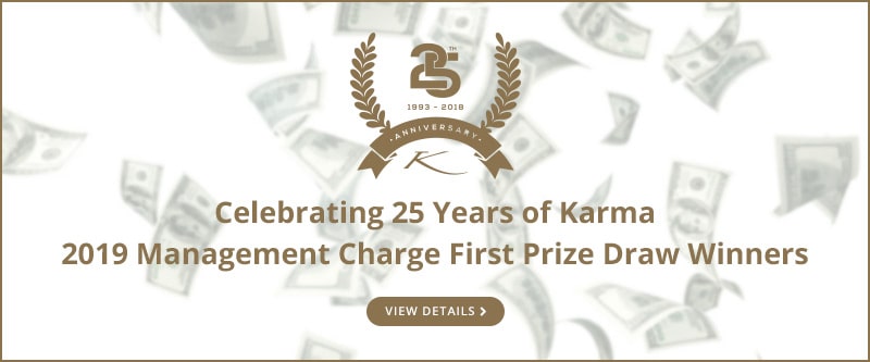 Celebrating 25 Years of Karma 2019 Management Charge First Prize Draw Winners